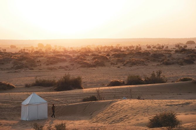 Adventure Night With Cultural Show - Riding into the Thar Desert at sunset