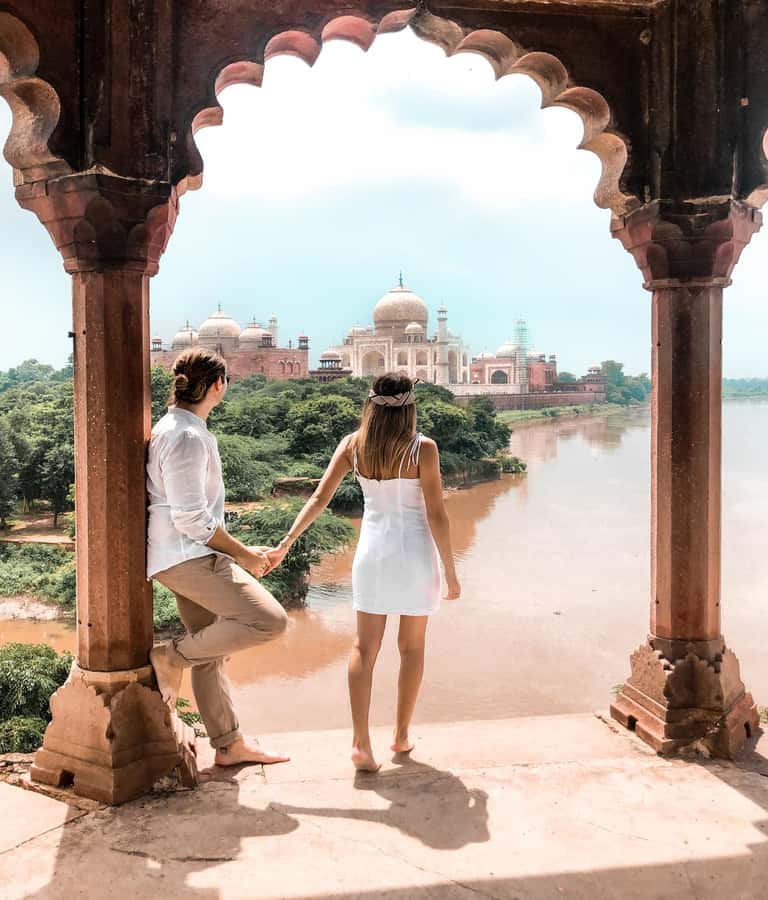 Agra Evening Tour with Sunset view Taj Mahal - Mehtab Bagh and the Taj Mahal after sunset