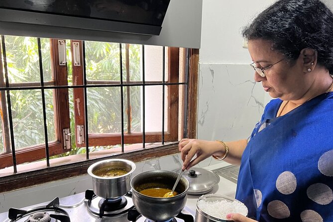 South Indian Vegetarian Cooking Class in Chennai with Meena - Cooking the main dishes and seasonal vegetables